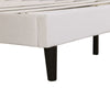 Double Bed Frame, Upholstered Platform Bed with Channel Tufted Headboard, Beige