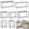 60-180CM Stainless Steel Work Table Commercial Catering Table Kitchen Prep Table