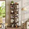 6-Tier Solid Wood Bookshelf, 70.87-Inch Tall Narrow Bookcase with Open Storage