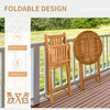 3 Piece Wooden Folding Bistro Set Dining Table and Chairs for Outdoor Patio