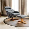PU Leather Swivel Recliner Armchair with Footstool and Adjustable Backrest Grey