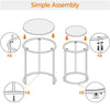 Round Side End Table Gold Nesting Table with Glass Top for Living Room/ Bedroom