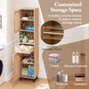 Kitchen 170cm PE Rattan Floor Cabinet w/ Open Compartment & Drawer