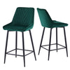 2x Green Velvet Bar Stool Kitchen Counter Breakfast Chair Pub Restaurant Cafe