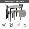 Modern Dining Table Set 3 Piece Table and 2 Chairs Space Saving Kitchen Set Grey