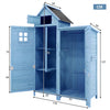 Garden Outdoor Wooden Utility Tool Storage Box Shed Cabinet 118x54x173 cm Blue