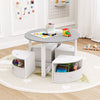 Kids Activity Table and Chair Set with 4 Fabric Drawers-Grey