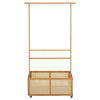 Tall Bamboo Clothes Rack Hanging Rail Coat Stands Open Wardrobe Storage Basket
