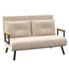 Convertible 2-Seater Sofa Bed Double Loveseat Adjustable Backrest Cushions Beige