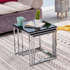 Nest Of 3 Nested Nesting Tables Side End Coffee Table Glass/Wood for Living Room