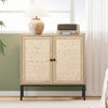 2 Bamboo Woven Doors Wood Sideboard Buffet Storage Cabinet Cupboard w/Metal Legs