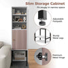 Sturdy Metal Support Slim Cupboard Tall Kitchen Storage Cabinet-White