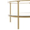 Double Layer Round Living Room Coffee Table Glass Top Side Desk Furniture Gold