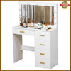 Dressing Table Set Vanity Makeup Desk with Large Mirror 3-Color LED Lights White