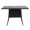 Rattan Tempered Glass Garden Tea Table Outdoor Patio Bistro W/ Umbrella Hole