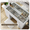Vanity Desk with Power Outlet, Makeup Vanity with Mirror, Dressing Table Drawers