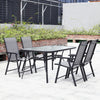 Large 150CM Glass Top Garden Dining Table Parasol Hole Bistro Outdoor Furniture