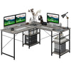 L-Shaped Corner Computer Desk PC Laptop Table w/ Storage Shelves