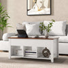 Lift Up Coffee Table Rising Center Table with 3 Cubes & Lift Top-White