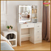 Dressing Table with Mirror Drawer Light Makeup Vanity Desk Open Shelves Bedroom