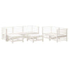 7 Piece Garden Lounge Set White Solid Wood Pine