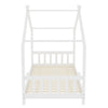 Pine Wood Kids Single Bed Frame House Childrens Bedroom Furniture w/ Roof Canopy