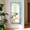 Large Diamond Crushed Crystal Wall Mirror w/ RGB Lights Full Body Lighted Mirror