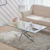 Modern Glass Table Cross X Rectangle Square Side Coffee Dining Table Living Room