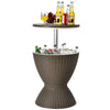 30L Patio Ice Cooler All-weather Cool Bar Table w/ Extendable Tabletop Party