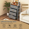 Chest of Drawer with 5 Foldable Drawers Storage Tower-Grey