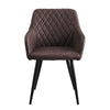 Faux Leather Dining Chairs Set of 2 Brown Padded Seat Kitchen Dining Chairs Set