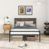 Double Bed Frame Industrial Metal Platform Bed with Headboard and Footboard