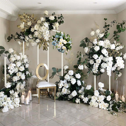 5PCS White Wedding Backdrop Stand Flower Arbor Photography Background Props Deco