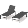 Heavy-Duty Patio Recliner W/ 6-Level Backrest & Breathable Fabric-Gray
