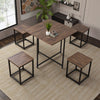 Industrial Table and 4 Stools Rustic Brown Kitchen Breakfast Dining Set of 5