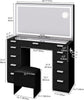 Vanity Dressing Table 11 Drawers Makeup Desk Chair Set with LED Mirror Stool