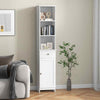 Freestanding Bathroom Storage Cabinet with 3 Open Shelves & Door Cabinet White