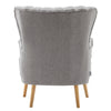 Linen Fabric Wingback Armchair Scallop Back Lounge Sofa w/Footstool &Cushion Set