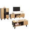 Modern 3-Piece Living Room Set Coffee Table, TV Cabinet & Sideboard, Black/Wood