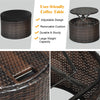 Outdoor Rattan Daybed Garden Patio Sectional Furniture Set W/ Retractable Canopy