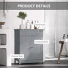 Bathroom Floor Storage Cabinet w/ 2 Drawers Door Cupboard Grey
