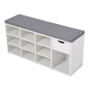 Wood Shoe Bench Hallway Shelves Rack with Cushion Storage Bench with Padded Seat