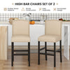 2X Upholstered Bar Stools Vintage Kitchen Island Chair Dining Chairs Beige