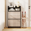 Freestanding Wooden Shoe Rack with Open Storage-Black