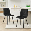2X Dining Chairs Velvet Padded Seat With Metal Legs Fishtail Line Design Black