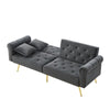 Modern Sofa Bed 2 Seater Click Clack Settee Recliner Couch with Metal Legs Grey