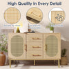 Sideboard Cabinet Wooden Rattan 2 Doors 3 Drawers Cupboard Storage Furniture
