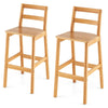 Set of 2 Bar Stools Wooden Dining Counter Height Chair with Backrests Armless