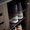 3 Door Shoe Storage Cabinet Dark Brown Wooden Rack Stand Cupboard Slatted Doors