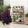 Garden Foldable Flower Pot Display Shelf 3-tier Ladder Plants Holder-Coffee